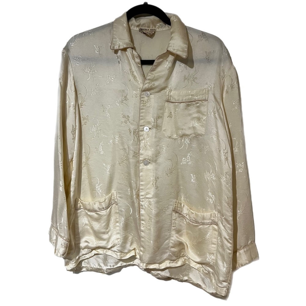SunMoon Vintage Pure Silk Traditional Embroidered Sleep Shirt Size Medium
